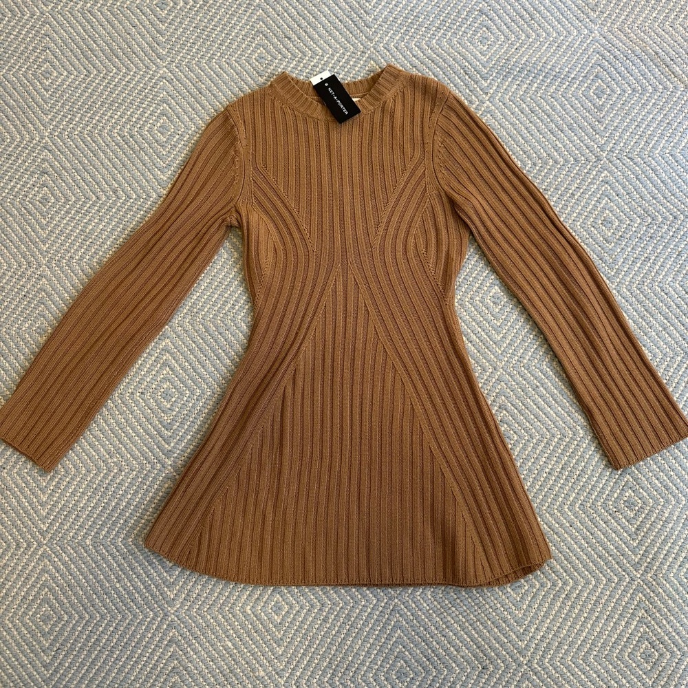 Loulou De Saison (Loulou studio) Mini Sweater Dress Camel NWT — Size XS